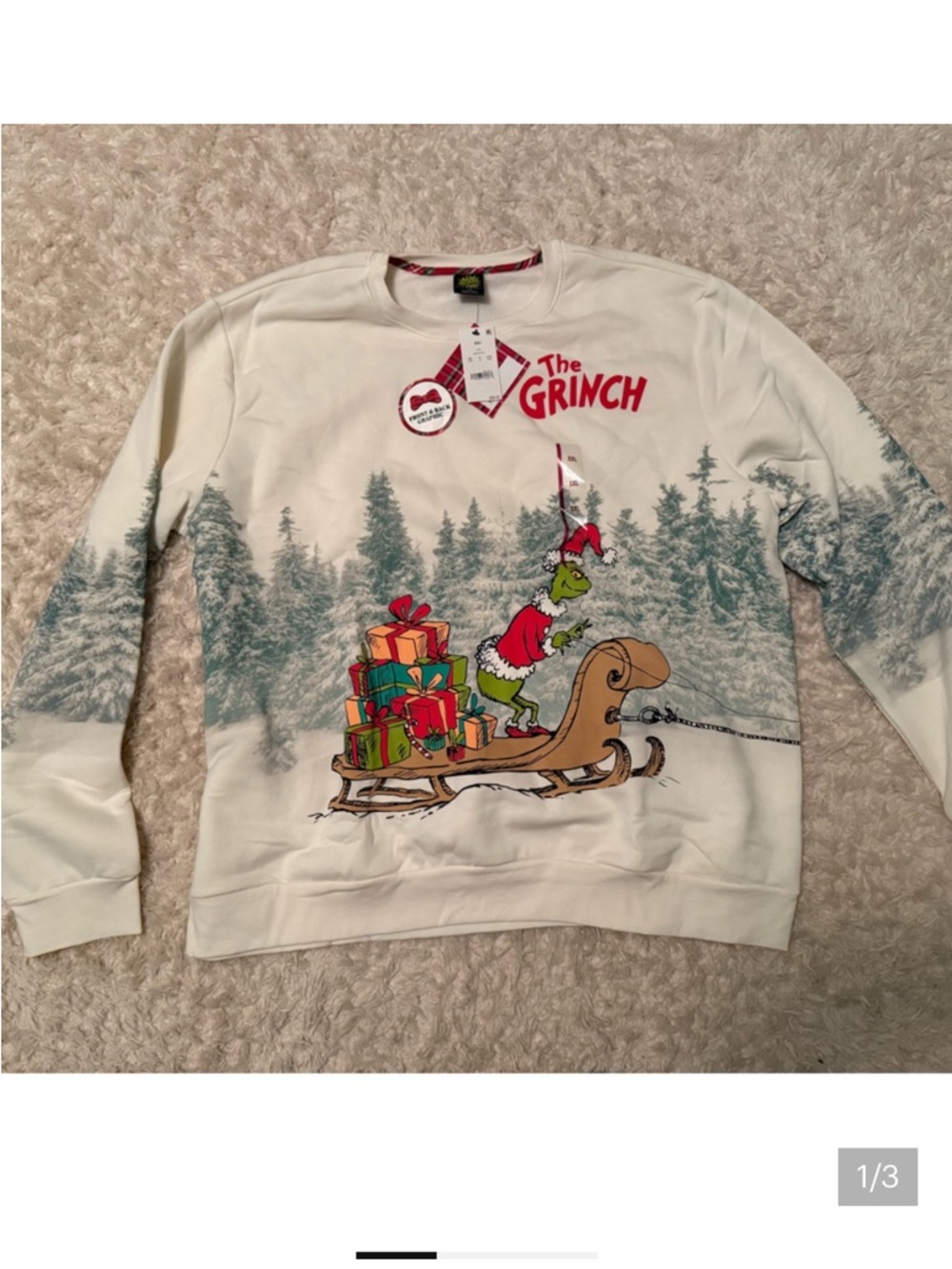 The Grinch Adult Cream Graphic Sweatshirt size L